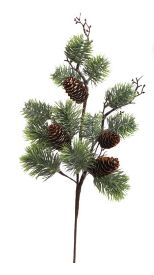 PINE SPRAY W/CONE 55CM GREEN
